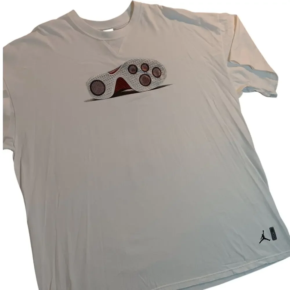 Nike Air Jordan Sneaker Tech Tee Mens XXL White Jumpman Logo Basketball Shoe Y2K